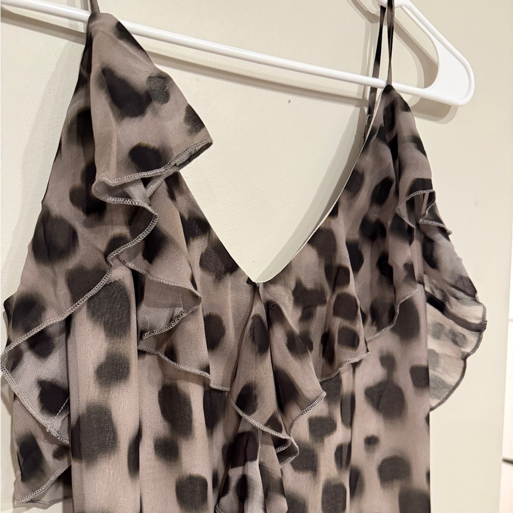 Anthropologie, Sarah Hann Animal Print Ruffle dress, small.